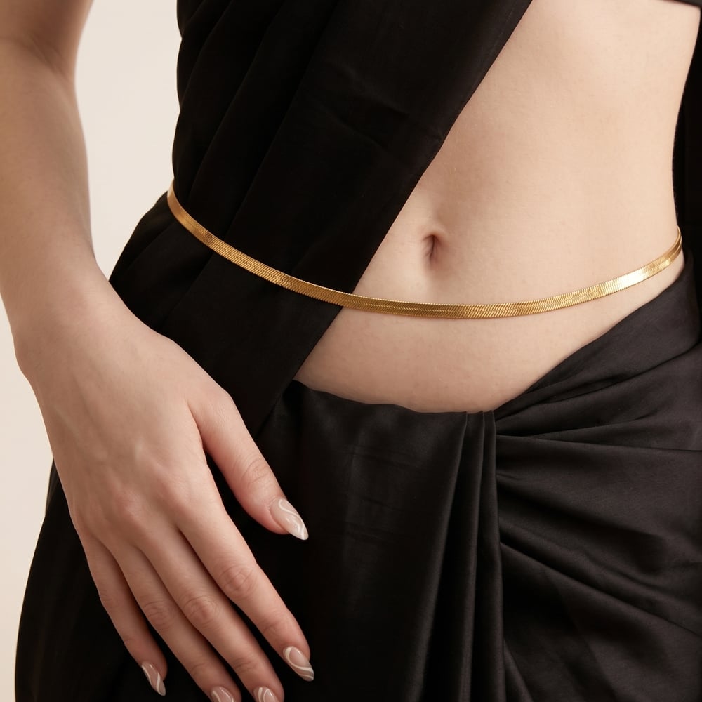 Handmade Stainless Steel 18K Gold Flat Waist Chain